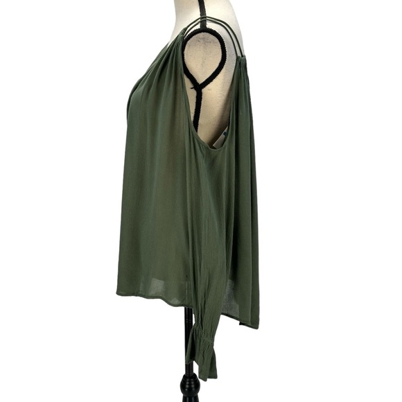 Jessica Simpson Long Sleeve Spaghetti Strap Drop Shoulder Blouse - Green - XL - Picture 4 of 9
